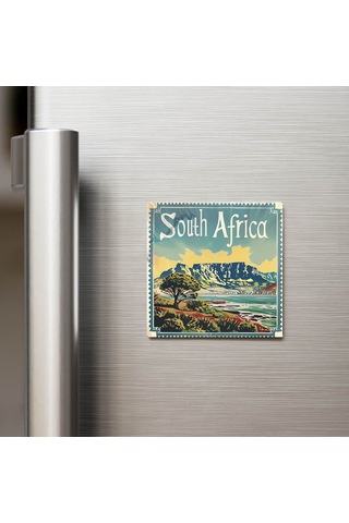Güney Afrika South Africa - Posta Pulu Temalı Ülke - Baskılı Buzdolap Magneti Kare - 9x9 Cm