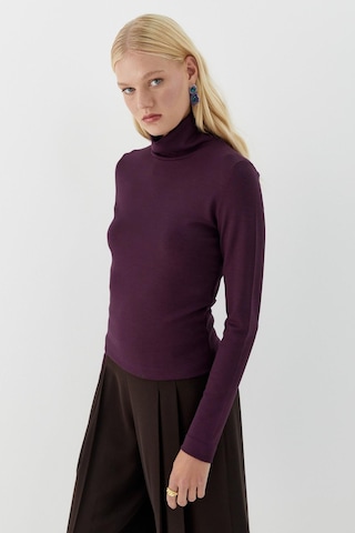 Balıkçı Yaka Uzun Kollu Body Mürdüm Mürdüm