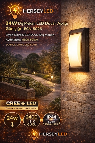 24 W Elips Boş Dış Mekan Led Aplik Ecn-5026 Günışığı Gün Işığı