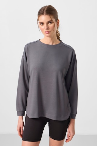 Tommylıfe Koyu Gri Yumuşak Dokulu O Yaka Rahat Form Kadın Tunik Sweatshirt - 97305