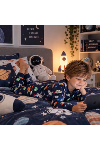 Hukids Uzay Pijama Takımı Lacivert
