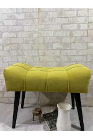 , Puf Ahşap Siyah Ayak Limon Sarısı,spor Modern Tasarım, Çima Dik