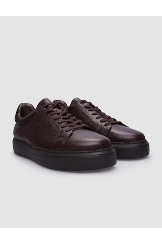 Cabani Hakiki Deri Kahverengi Bağcıklı Erkek Sneaker Kahverengi