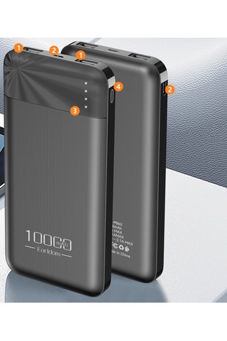 Earldom PB63 10.000 mAh 2 Adet 10W USB Çıkışlı Powerbank - Siyah
