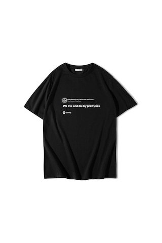 Brz Collectıon Brz Collection Unisex Oversize We Live And Die By Pretty Lies T-shirt Siyah