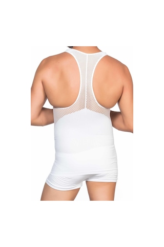 Moon Wear Beyaz Mı Emay E1009 Fileli Erkek Korse Atlet Beyaz