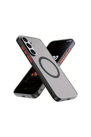 Elmpaly Samsung Galaxy S25 Fe Kılıf Manyetik Kablosuz Şarj Darbe Koruma Mat Asker Mavisi