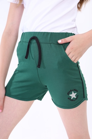 Toontoy Kız Çocuk Yıldız Arma Nakışlı Şort Yeşil