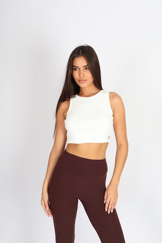 Soft&Basic Kadın Beyaz Basic Halter Yaka Esnek Biyeli Kaşkorse Kumaş Crop Top Body Atlet Beyaz