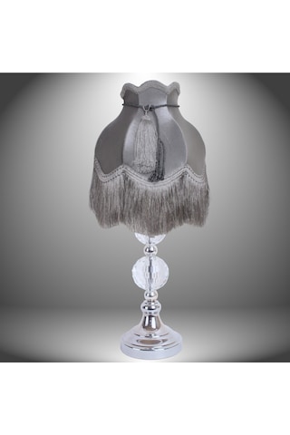 Gri Renk Kadife Abajur Yatak Odası Gümüş Kristal Ayak Vintage Ab0 Diğer