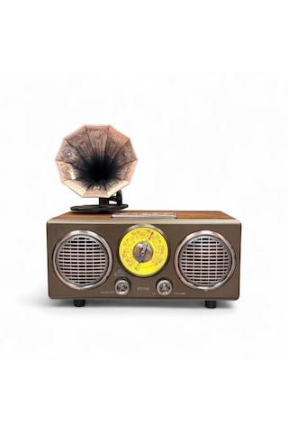 Rt-748a Nostaljik Gramafon Görünüm Radyo,şık Tasarım Ahşap Trend Nostalji Radyo