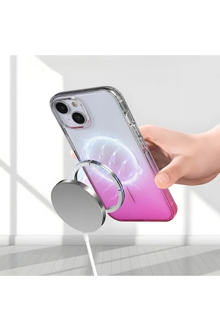 Nihcase Apple Uyumlu iPhone 15 Kılıf Rainbow Renkli Septik Manyetik Şarj Kapak