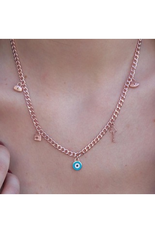Rose Gold Kaplama Gümüş Dilek Kolyesi Gümüş
