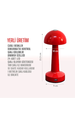 Zenlight Mantar Masa Lambası Kırmızı