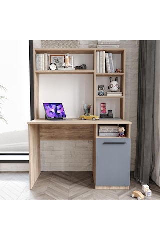 Afilli İzmir Çalışma Masası Flora Antrasit Tamamı Mdf Flora Antrasit