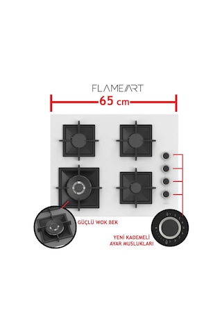 Ferre FRYART-SILENTART Serisi QEP63CB + SC406-WFA + D064-SA Beyaz Ankastre Set