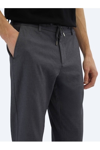 Koyu Gri Düz Dokuma Jogging Fit Casual Pamuk Karışımlı Pantolon Koyu Gri