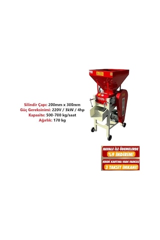 Tarım Garaj Elektrikli Yem Ezme Makinası 30 Luk 4 Hp