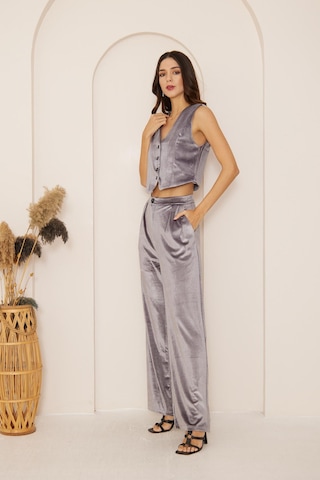 Darlin Moda Kadın Antrasit Yüksek Bel Geniş Paça Kadife Pantolon Dm3002 Antrasit