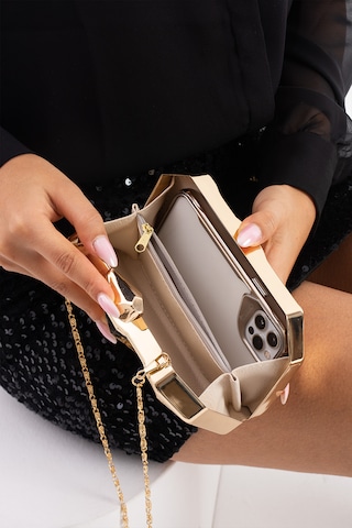 By Eduu Byeduu Gold Metal Clutch Portföy Abiye Çanta Altın