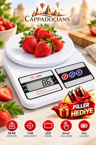 Mutfak Tartısı - Hassas Terazi - Pratik Ve Kolay Kullanım - Türkçe Dil - Dijital Ekran - 1 Gr & 5 Kg Beyaz