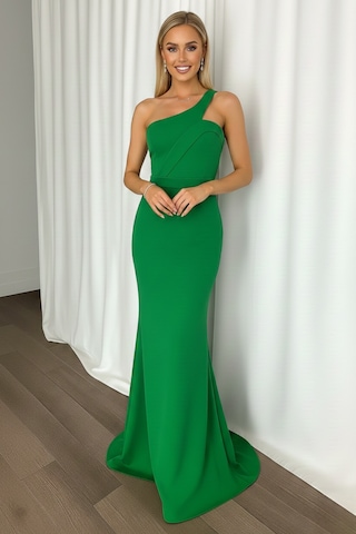 Defymoda Kadın Vücudu Saran Scuba Kumaş Tasarım Yeşil