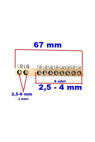 Mutlusan 8+2 10lu Delikli Nötür Ve Topraklama Klemensi Ayaksız Papuçsuz