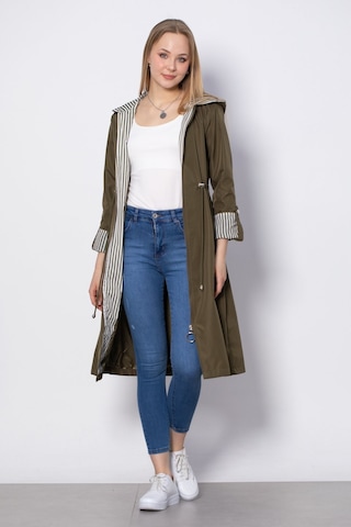 Beli Büzgülü Trençkot - Haki-haki Haki