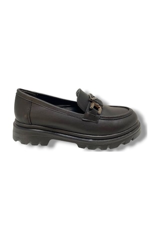 Fancy 819-25 Deri Anatomik Q Tokalı Loafer Kadın Ayakkabı Siyah