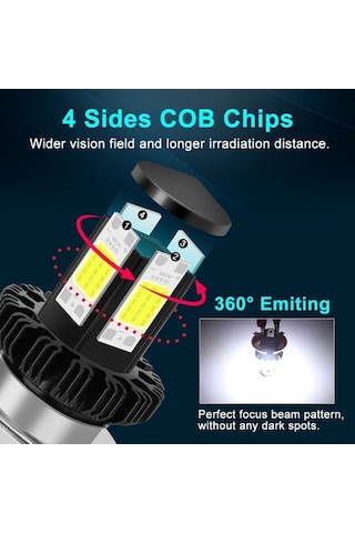 Ganzhoushop Suntek Motosiklet Motosiklet Lo Led Işın Hi Far Beyaz Ba20d Ampülleri 6000k Eg Beyaz