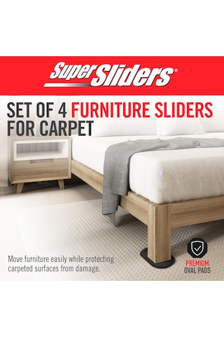 Super Sliders 5 3/4" X 9 1/2" Halı İçin Oval Yeniden Kullanılabilir Mobilya Kaydırıcıları - Zahmetsiz Hareket Ve Yüzey Koruması, Siyah 4'lü Paket