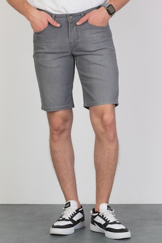 HLT Jeans Erkek Taşlamalı Rahat Kesim Esnek Likralı Gri Kot Jean Şort 001