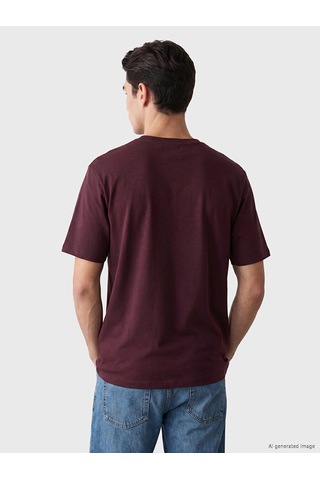 Lcwaıkıkı Classic Bordo Bisiklet Yaka Baskılı Erkek Tişört