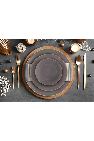 The Mia Basic Yemek Tabağı 6 Lı Set Gri - 20cm