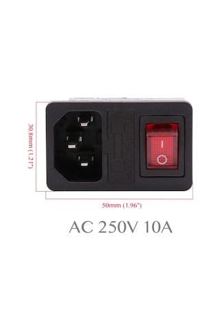 On/Off Switch Tırnaklı 250 Volt 10A Soketli ve Sigortalı