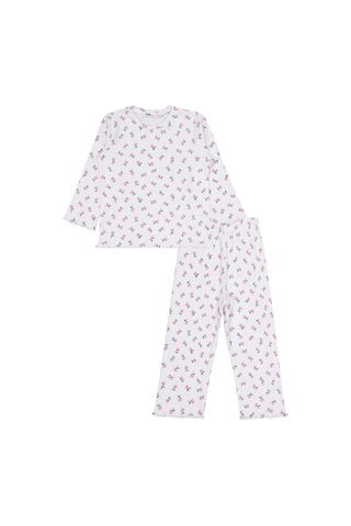 Civil Girls Çiçek Desenli 2-5 Yaş Pijama Takımı - Ekru