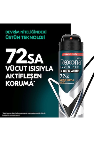 Rexona Men Invisible Black & White Erkek Sprey Deodorant 3x150 ML
