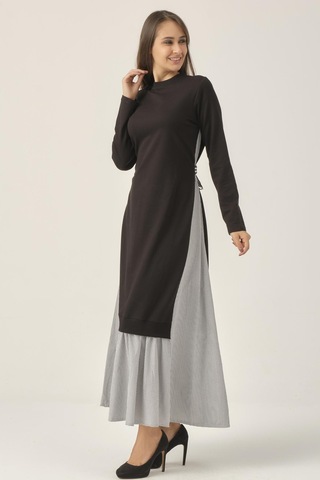 Kadın Siyah Toka Detaylı Maxi Boy Elbise Dm91006 Siyah