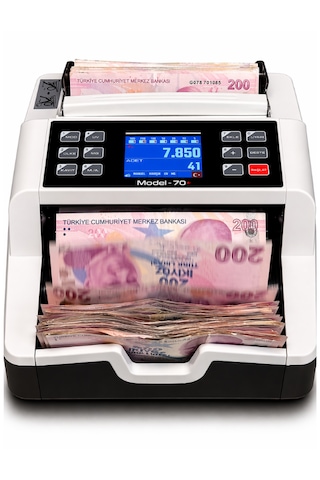 Sesli Karışık Para Sayma Makinesi Mıx 70+ Beyaz Ve Gri Tl - Euro Karışık Sayım, Dolar Adet Sayım