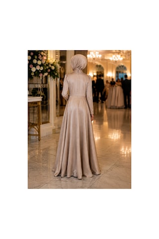 Gül&can Butik Tesettür Abiye Elbise Şık Ve Zarif Tasarım Bej