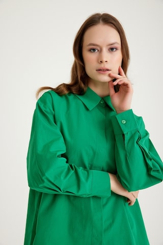 Mizalle Basic Poplin Yeşil Gömlek Yeşil