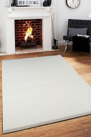 Tropikal Home Relax Dekoratif Kaymaz Tabanlı Yıkanabilir ve Leke Tutmaz Dört Mevsim Yolluk Krem