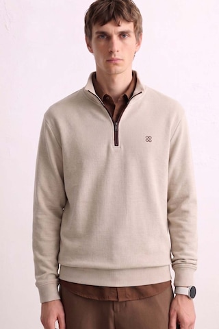 Barrels And Oıl Erkek Yarım Fermuarlı Dik Yaka Selanik Sweatshirt - Bej Bej