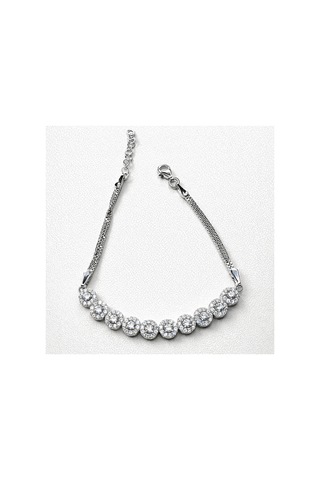 925 Ayar Gümüş Halo Baget Zirkon Taşlı Kadın Bileklik 19.5 Cm Gümüş - 865398655 Gümüş