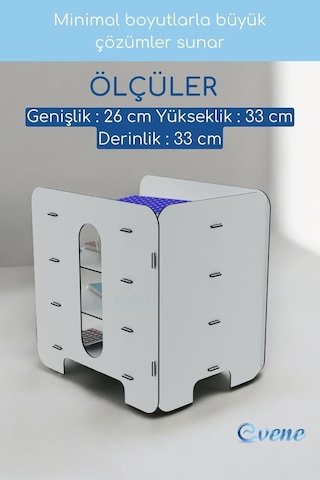 Evene Dosya Düzenleyici Masa Üstü Organizer Ahşap Enanrak Raflı Model 1, Beyaz, Evene