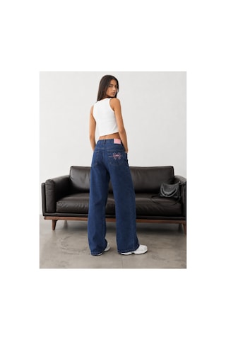 Bluemarlin Arka Cep Nakışlı/işlemeli Lacivert Kemer Derili Boru Paça Jeans Lacivert