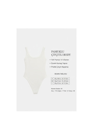 Distimi Askılı Fitilli Bodysuit Pamuk Beyaz