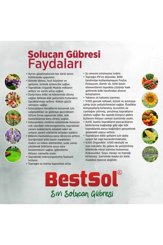 Bestsol %100 Organik Sıvı Solucan Gübresi 1 Litre