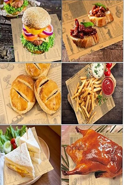 Kendinden Desenli Pinterest Yağlı Kağıt 25 Adet Vintage Gazete Desen Sunum Kağıdı