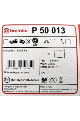 Mercedes W124 W202 Arka Fren Balatası Takımı Brembo